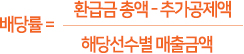 배당률 = 환급금총액÷해당선수별 매출금액